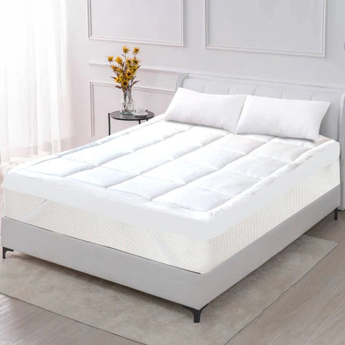 Square Quilted Ultra Soft Mattress Topper (White)