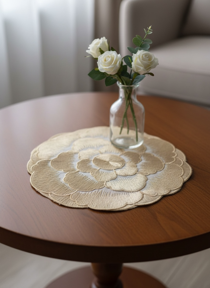6pcs White & Golden Plastic Table Mats