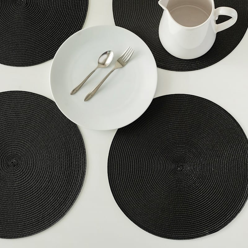 Round Plain Plastic Table Mats 6pc Set