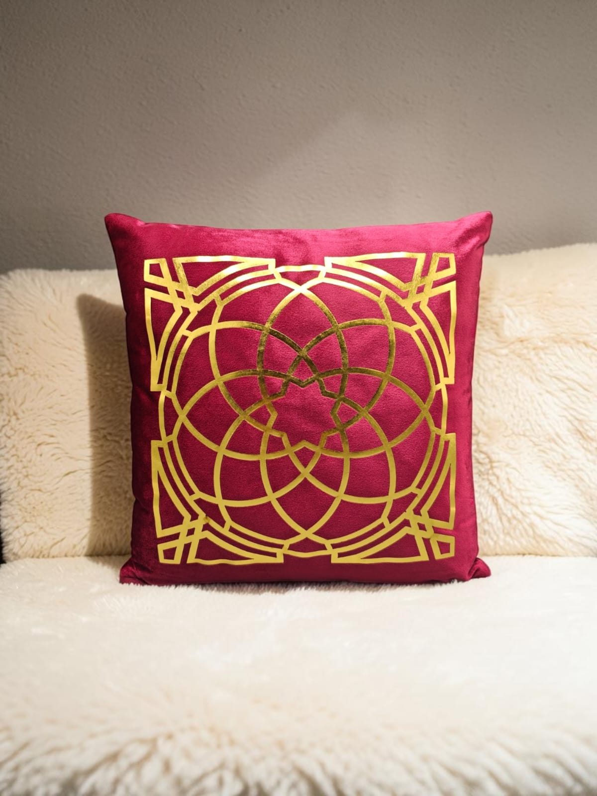 Italian Velvet Round Motive Cushion