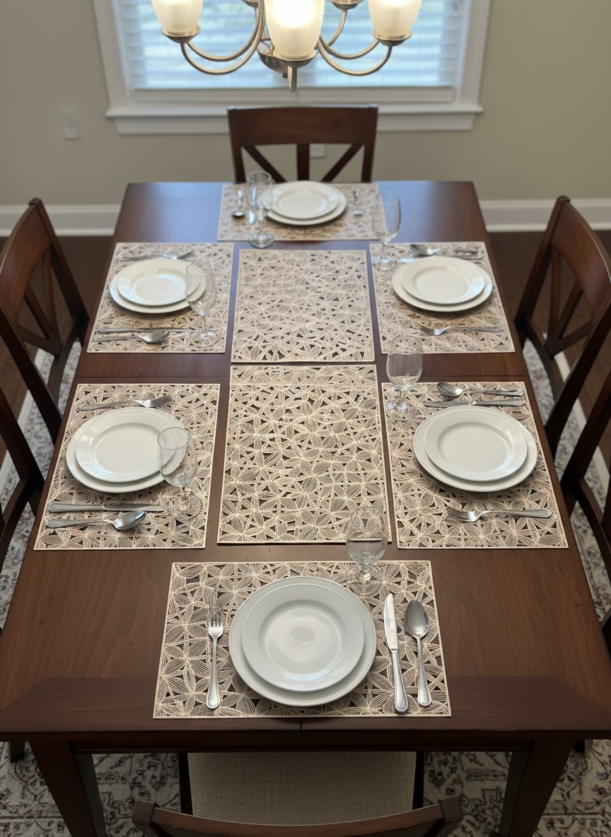 Golden Plastic 7 PC SET ( 1 Runner & 6 Mats )