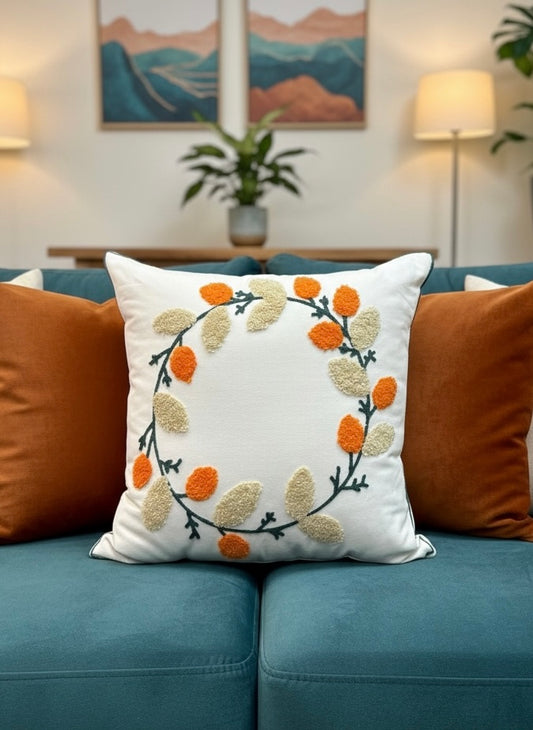Heavy Embroidery 18x18 Hand-Made Cushion