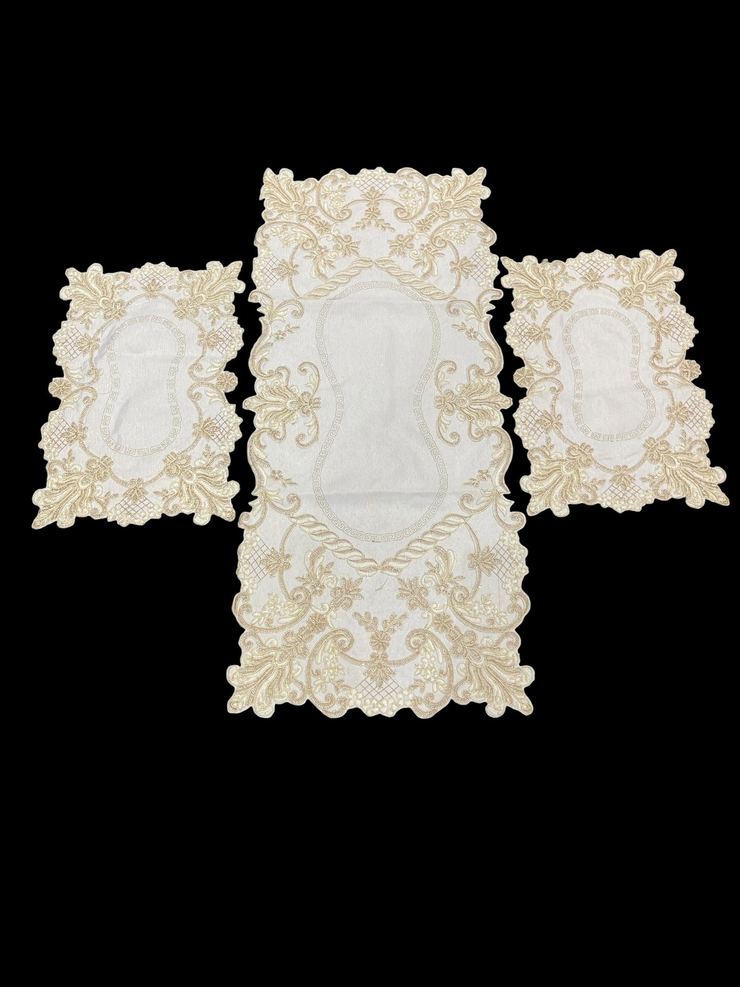 Fancy Cutwork Chinese 3pc Set