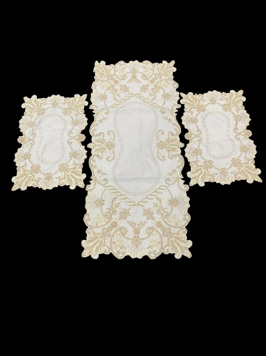 Fancy Cutwork Chinese 3pc Set