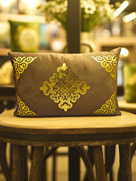 Corner Motive Velvet Rectangular Cushion
