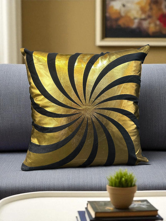 White Golden Velvet Cushion 16x16