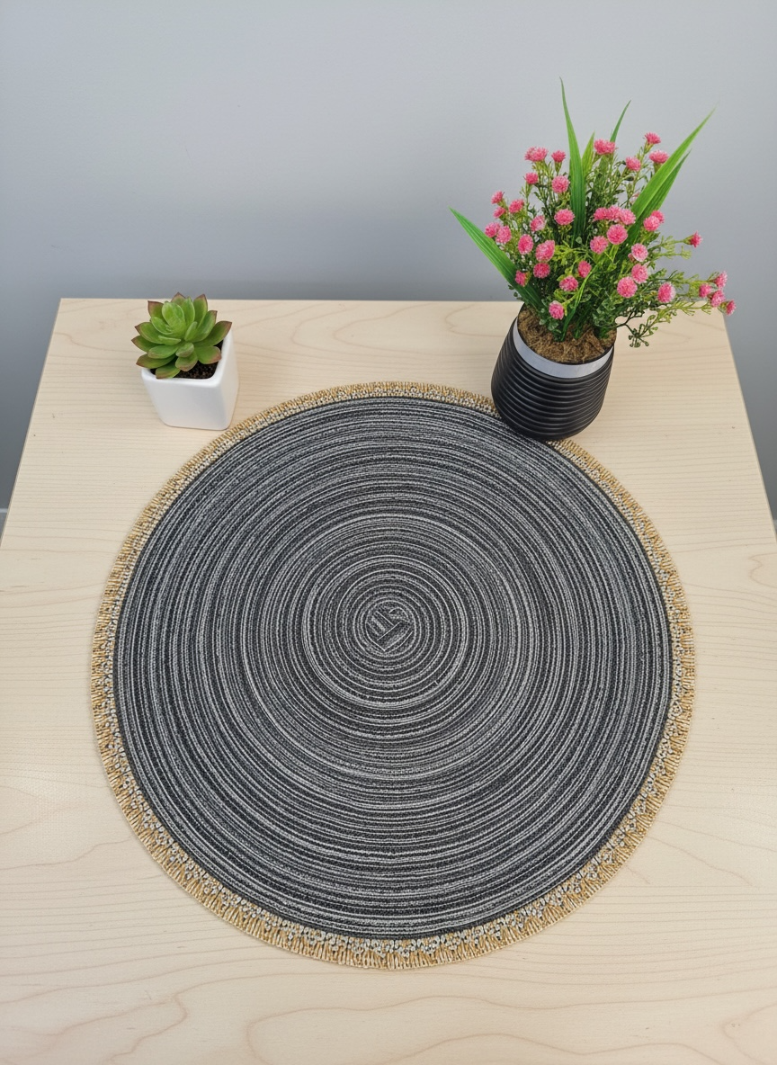 Round Border Fine Plastic Table Mats 6pc Set