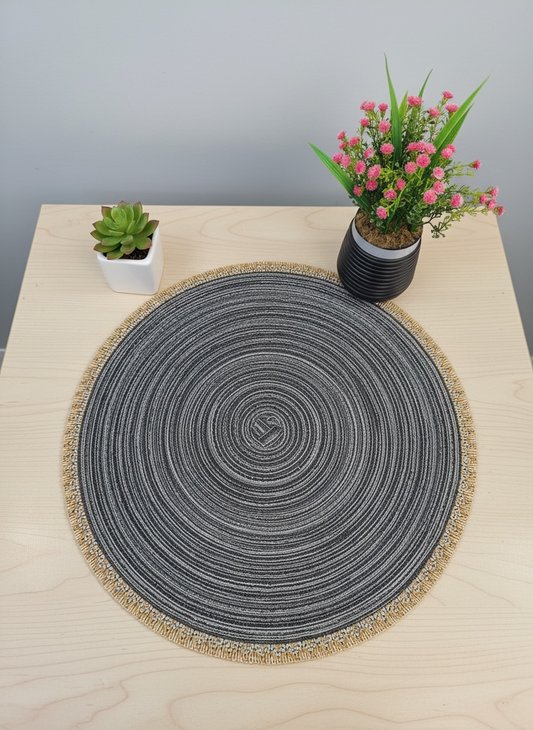 Round Border Fine Plastic Table Mats 6pc Set