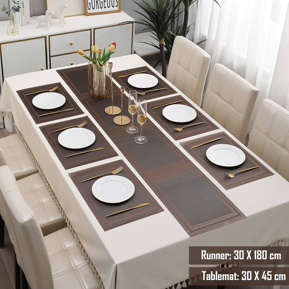 Chatai Plastic 7 PC SET ( 1 Runner & 6 Mats )