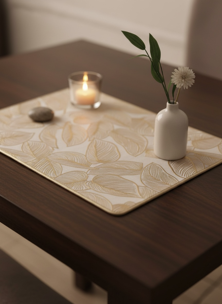 6pcs White & Golden Plastic Table Mats