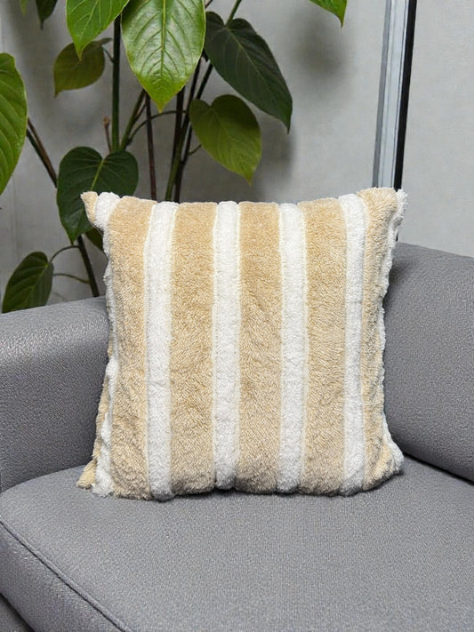 Fur White Line Cushion