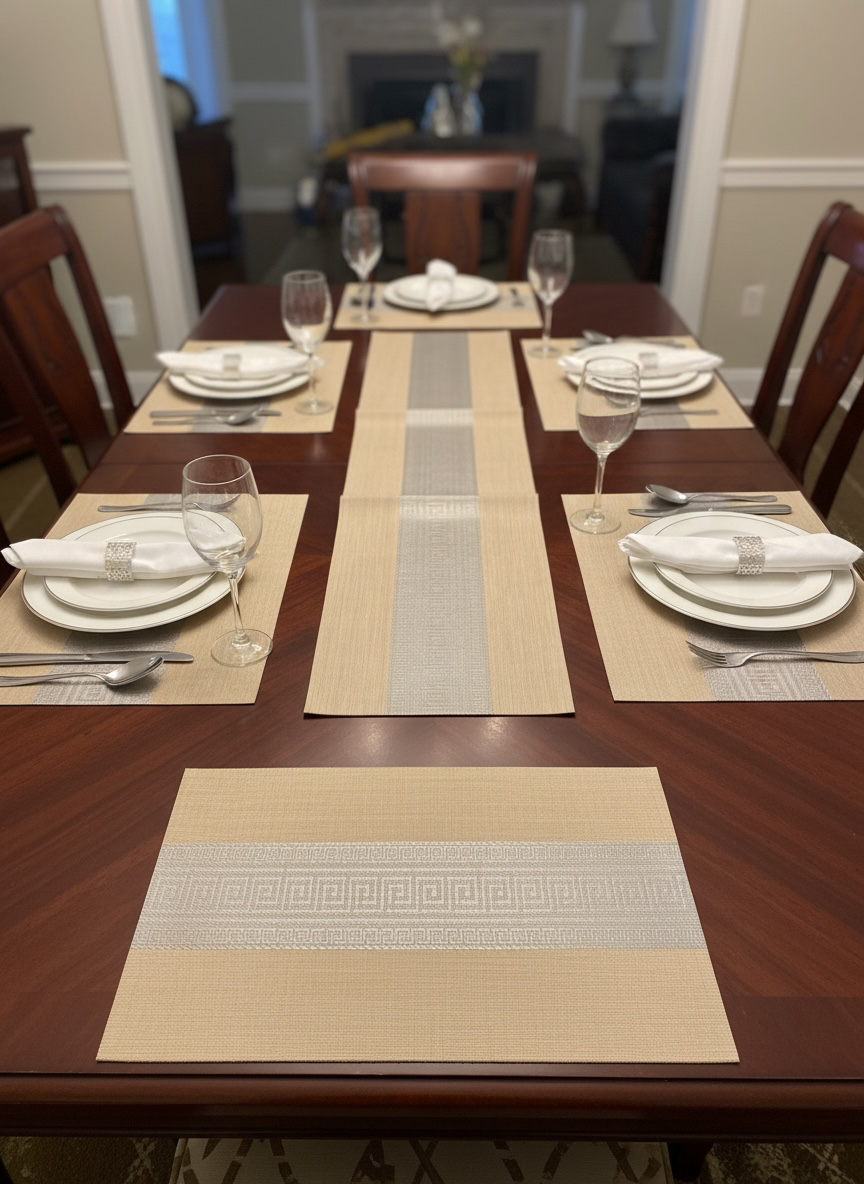 Chatai Plastic 7 PC SET ( 1 Runner & 6 Mats )