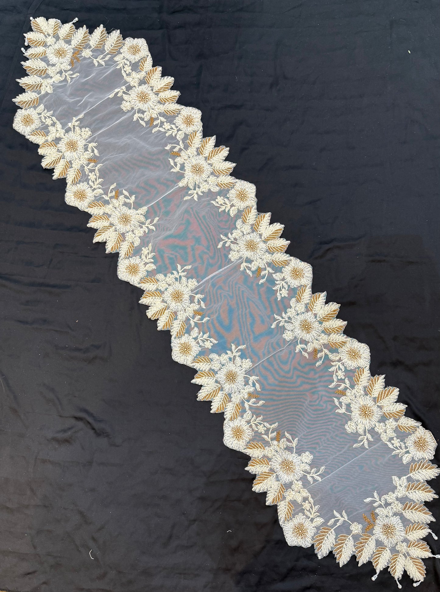 Fancy Beads Heavy Dining Table Runner (Golden)