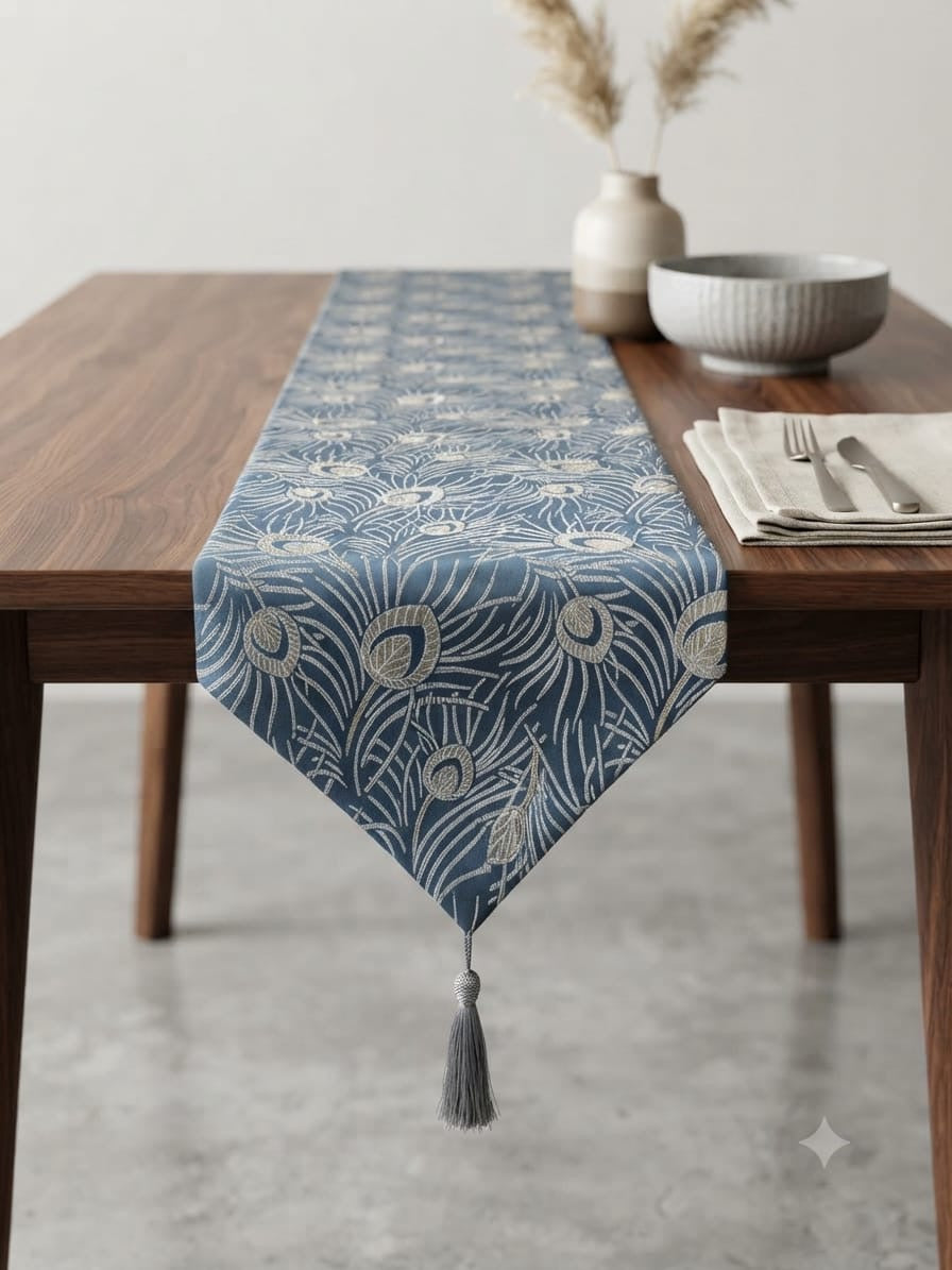 Shanghai Peacock Velvet Table Runner
