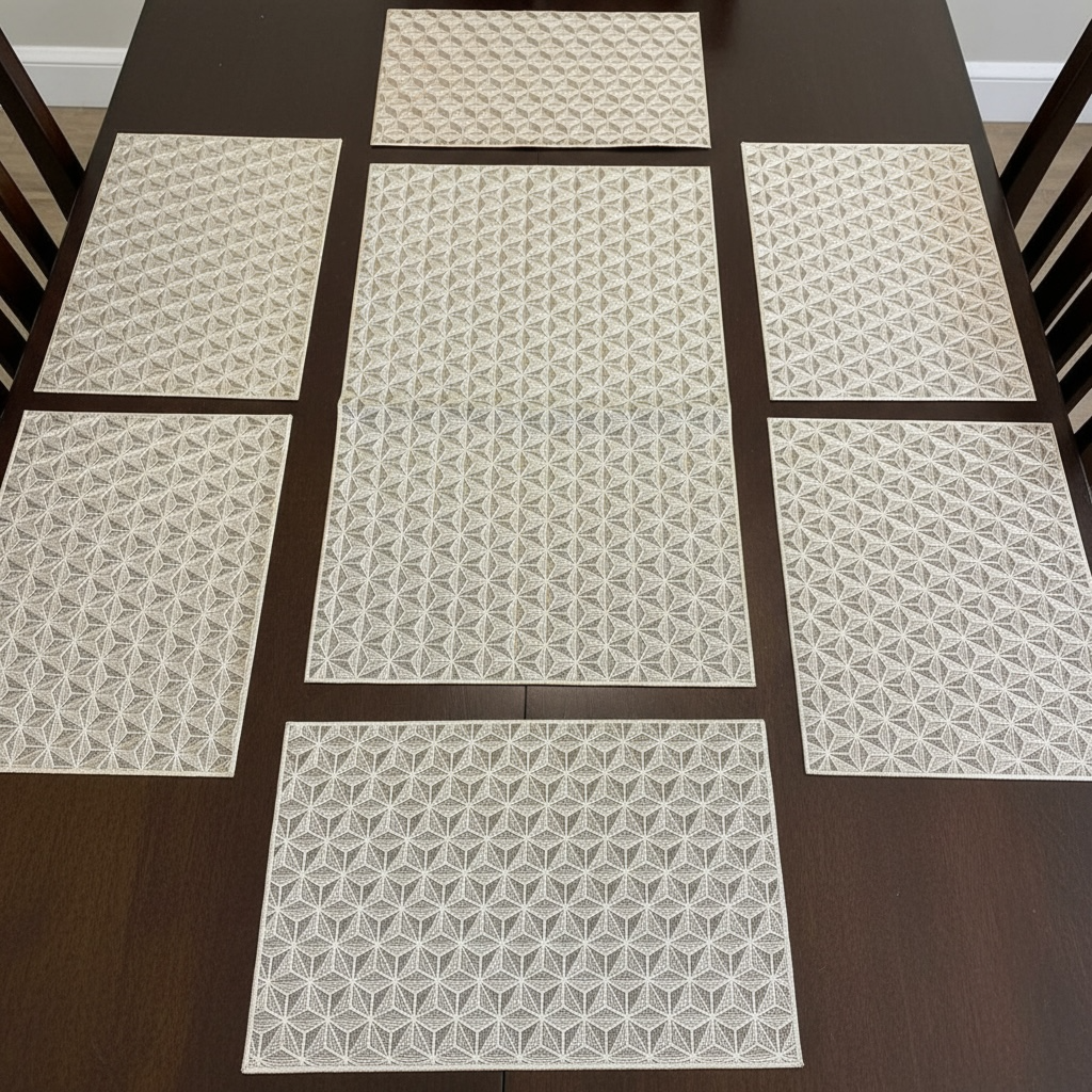 Golden Plastic 7 PC SET ( 1 Runner & 6 Mats )