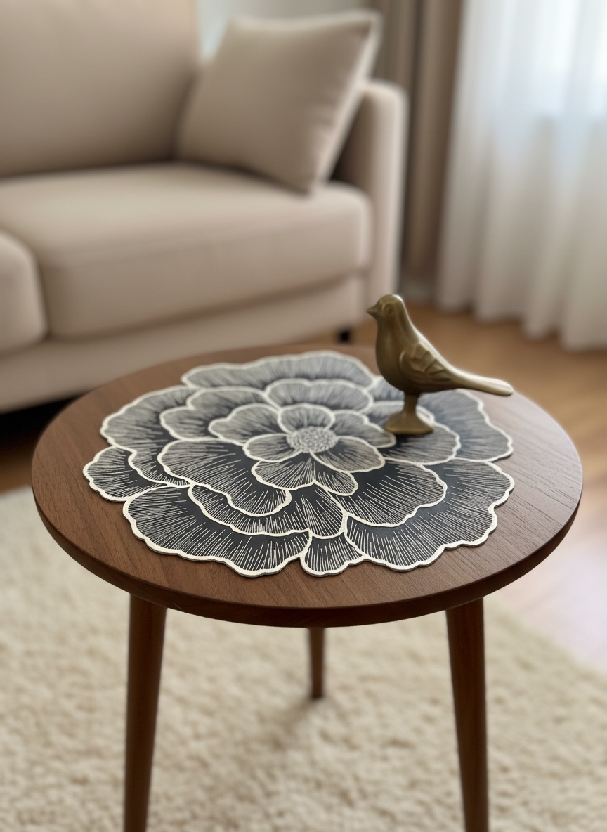6pcs White & Golden Plastic Table Mats