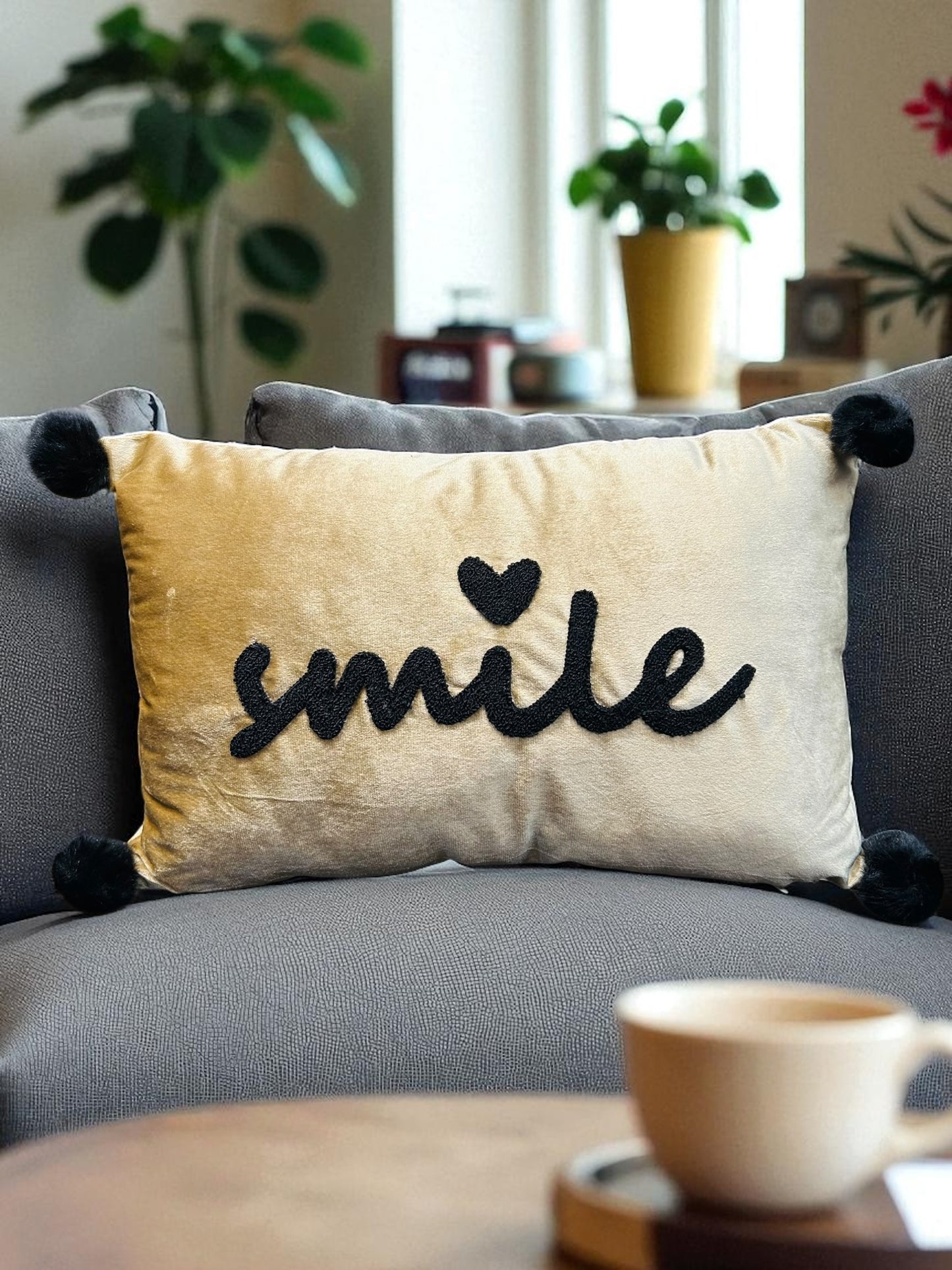 Smile Tussel Rectangular Cushion