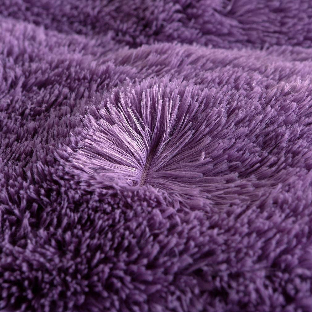 Complete 4pc Shaggy Soft Faux Fur Set ( Purple )