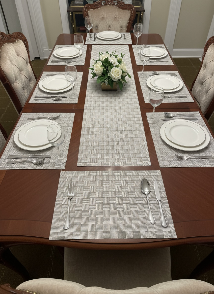 Chatai Plastic 7 PC SET ( 1 Runner & 6 Mats )