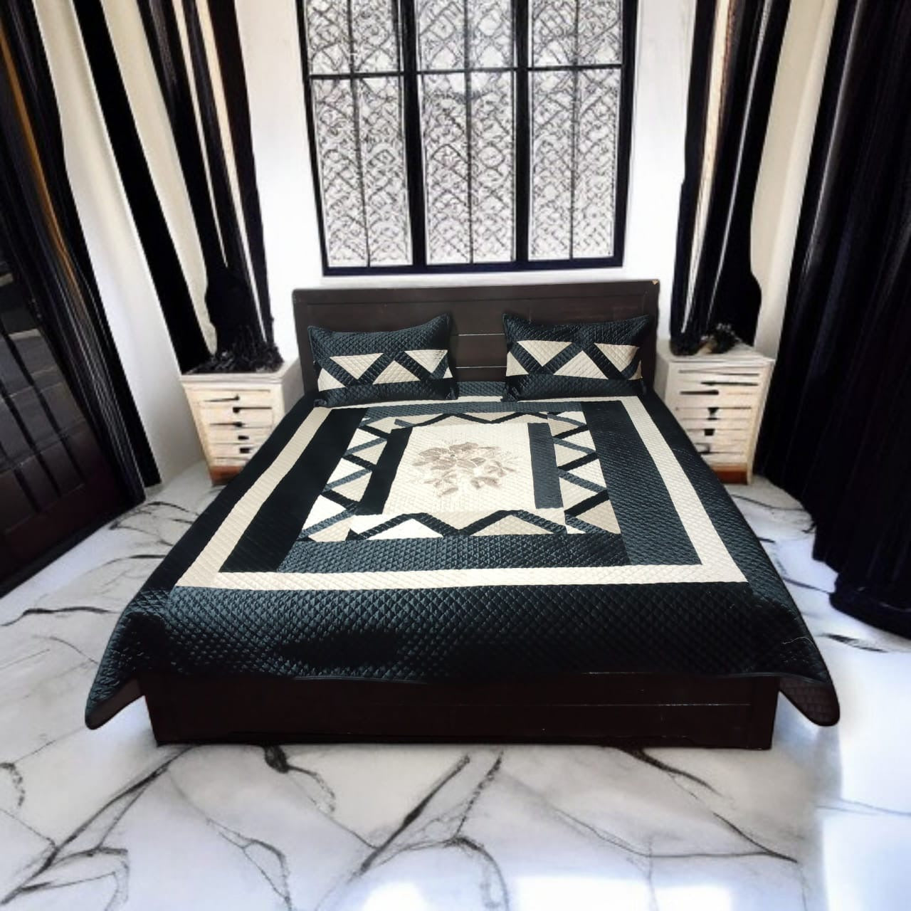 Malai Velvet Embroidery Mid Flower 3pc