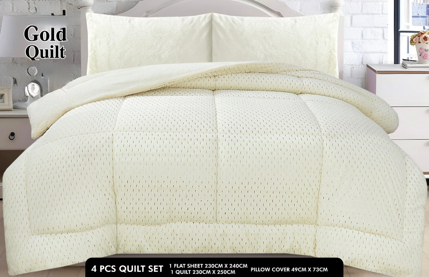 Fur Gold Strip Fluffy Complete 4pc Set