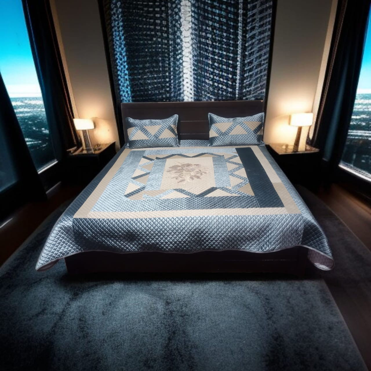 Malai Velvet Embroidery Mid Flower 3pc