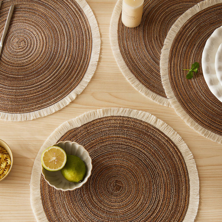 Round Tussel Fine Plastic Table Mats 6pc Set