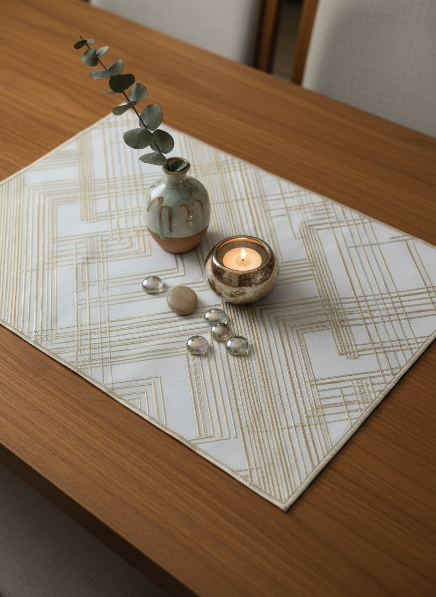 6pcs White & Golden Plastic Table Mats