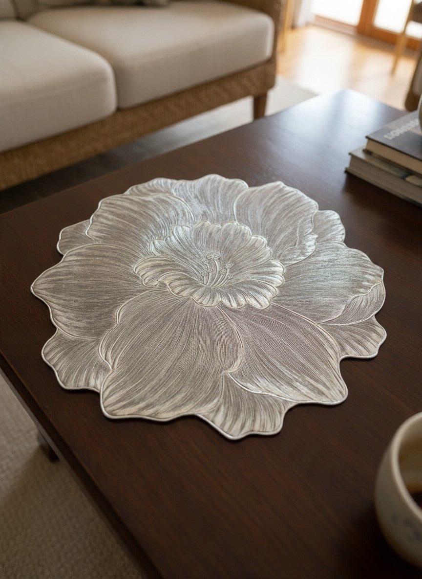 6pcs White & Golden Plastic Table Mats