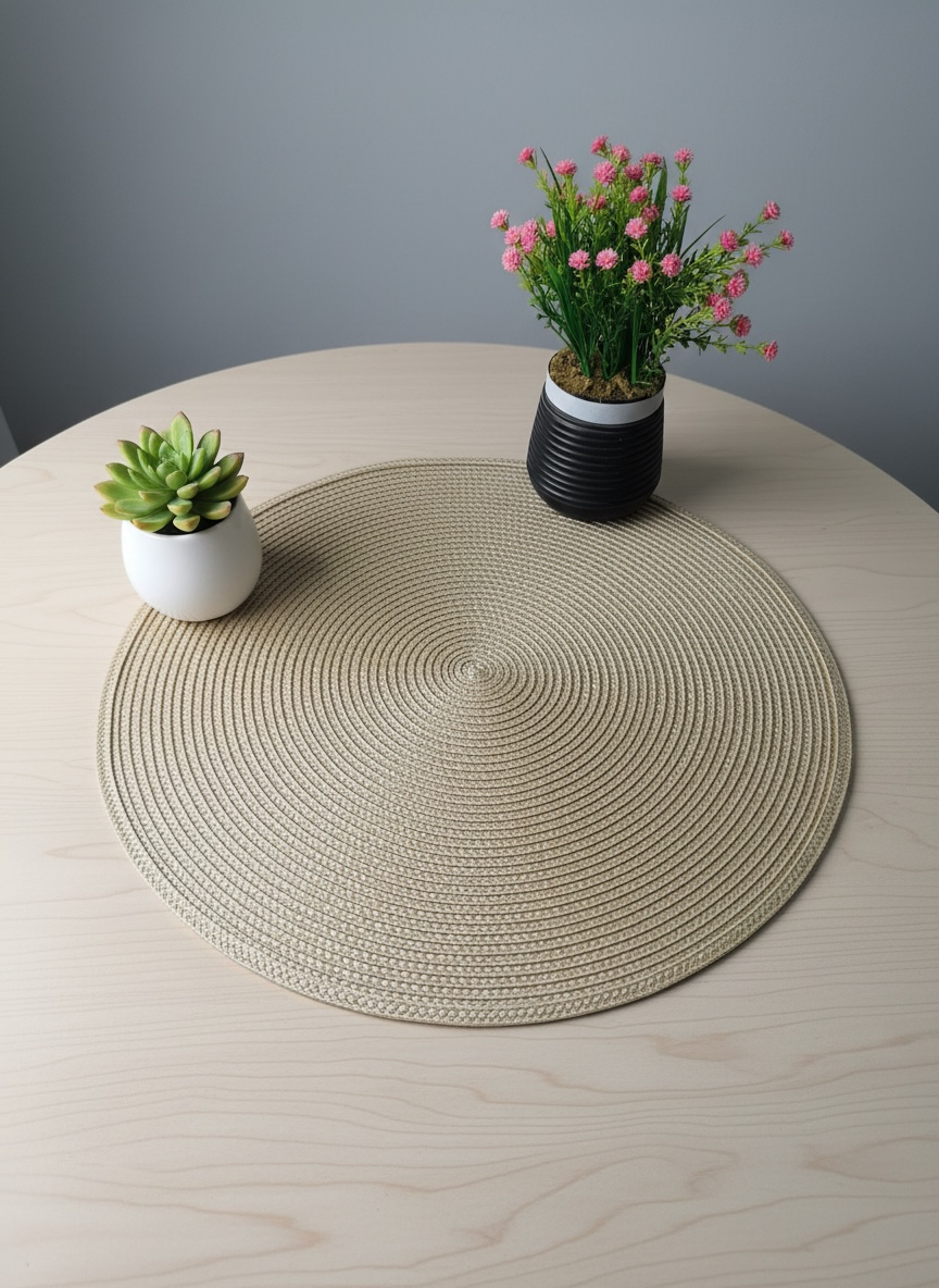 Round Plain Plastic Table Mats 6pc Set