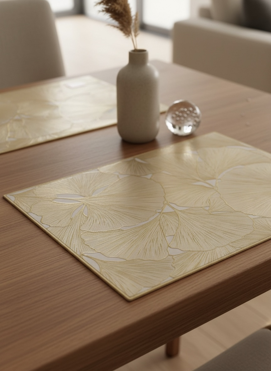 6pcs White & Golden Plastic Table Mats
