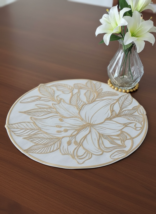 6pcs White & Golden Plastic Table Mats
