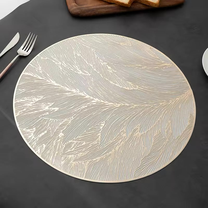 6pcs White & Golden Plastic Table Mats
