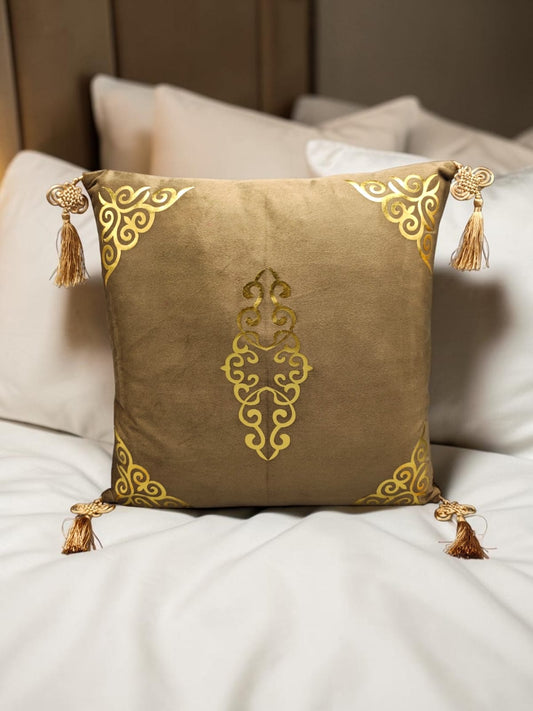 Italian Velvet Motive Corner Tussel Cushion