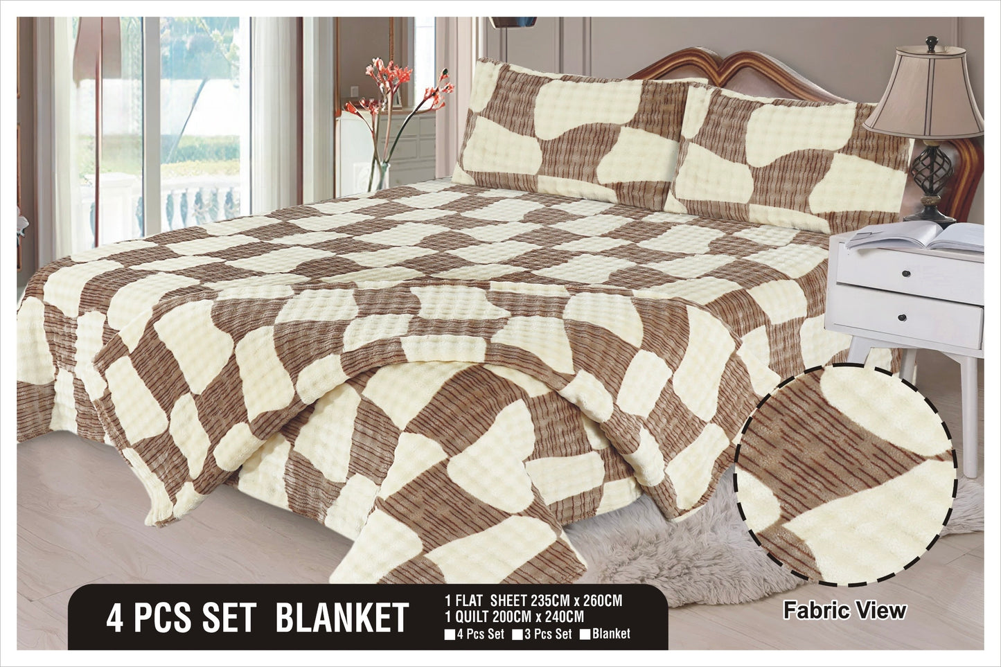 Heavy Fleez Printed Blanket 4pc Set