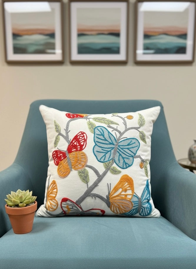 Heavy Embroidery 18x18 Hand-Made Cushion