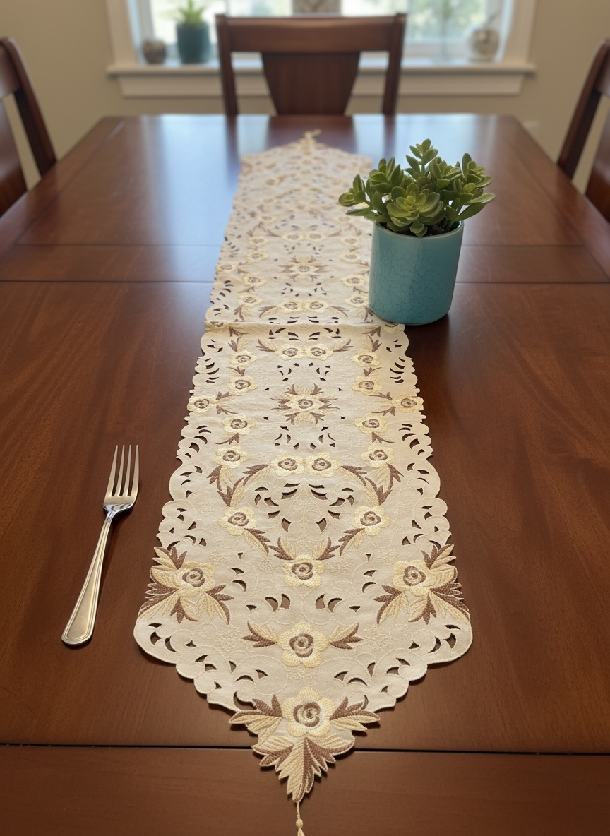Heavy Cutwork Table Runner