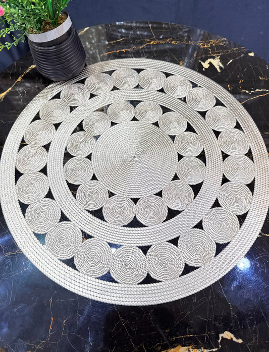6pcs White & Golden Plastic Table Mats