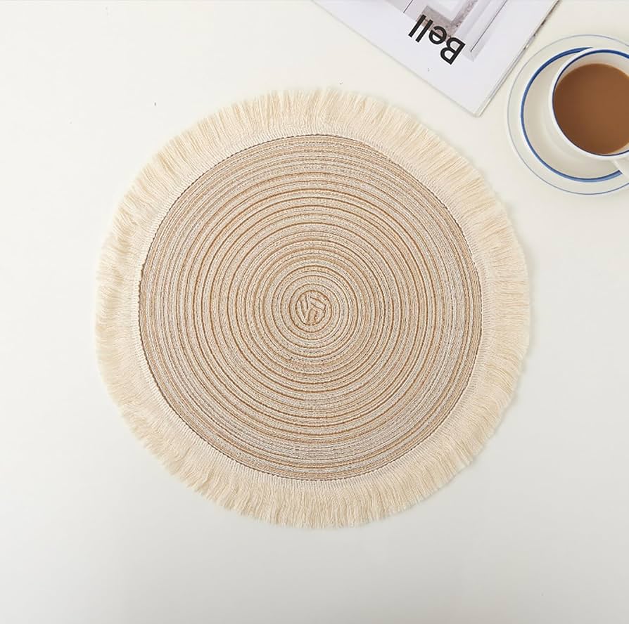 Round Tussel Fine Plastic Table Mats 6pc Set