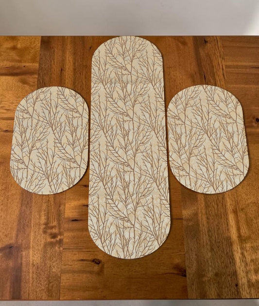 Shanghai Velvet Tree Oval 3pc Set