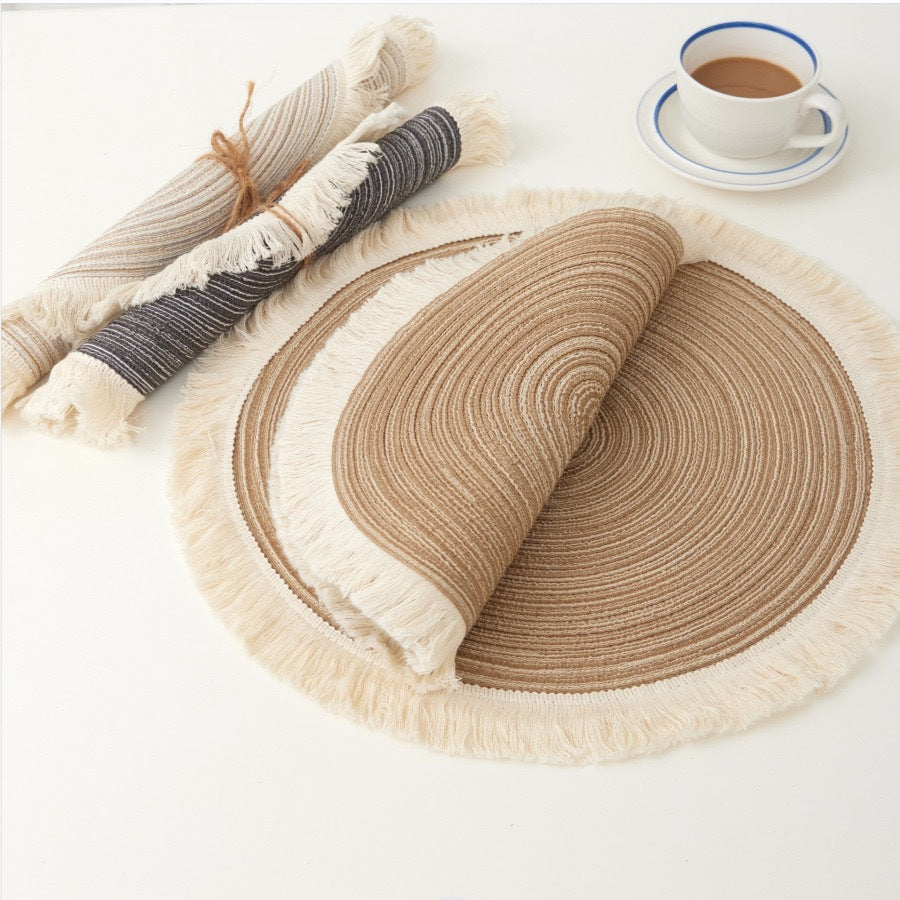 Round Tussel Fine Plastic Table Mats 6pc Set