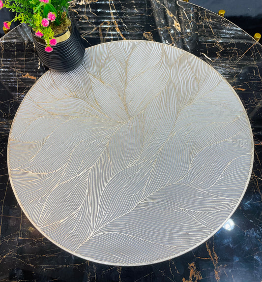 6pcs White & Golden Plastic Table Mats