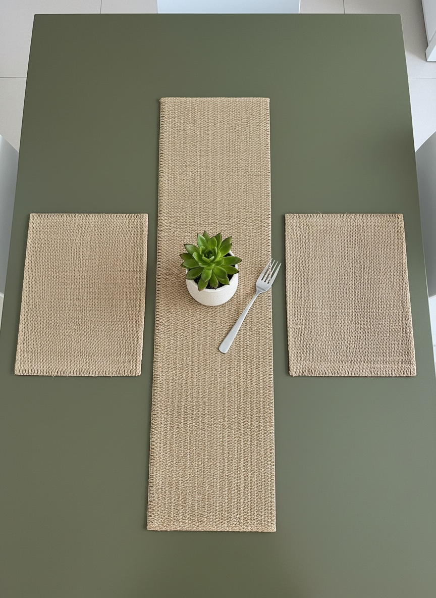 Imported Thread Work Dining Set ( 1 Runner & Mats )