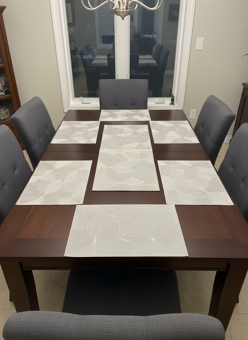 White Golden Plastic 7 PC SET ( 1 Runner & 6 Mats )