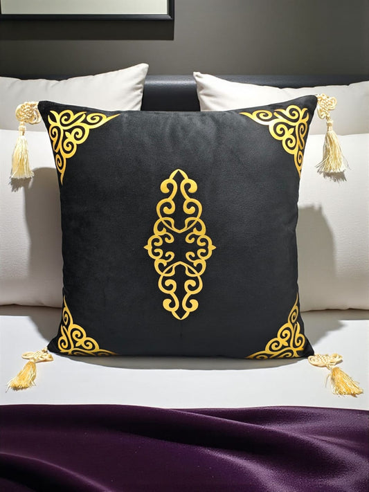 Italian Velvet Motive Corner Tussel Cushion