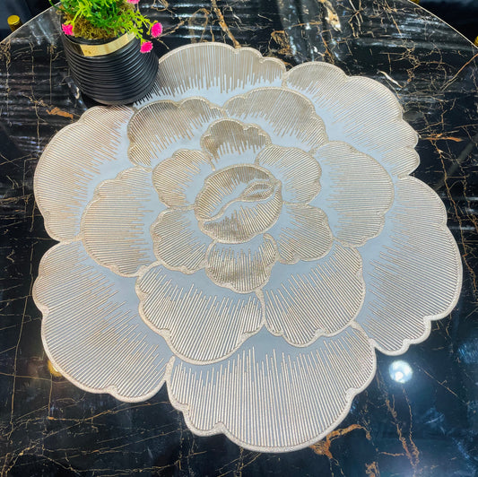 6pcs White & Golden Plastic Table Mats