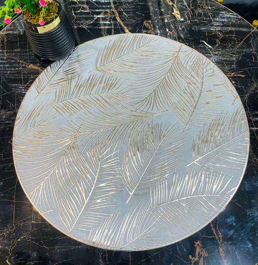 6pcs White & Golden Plastic Table Mats