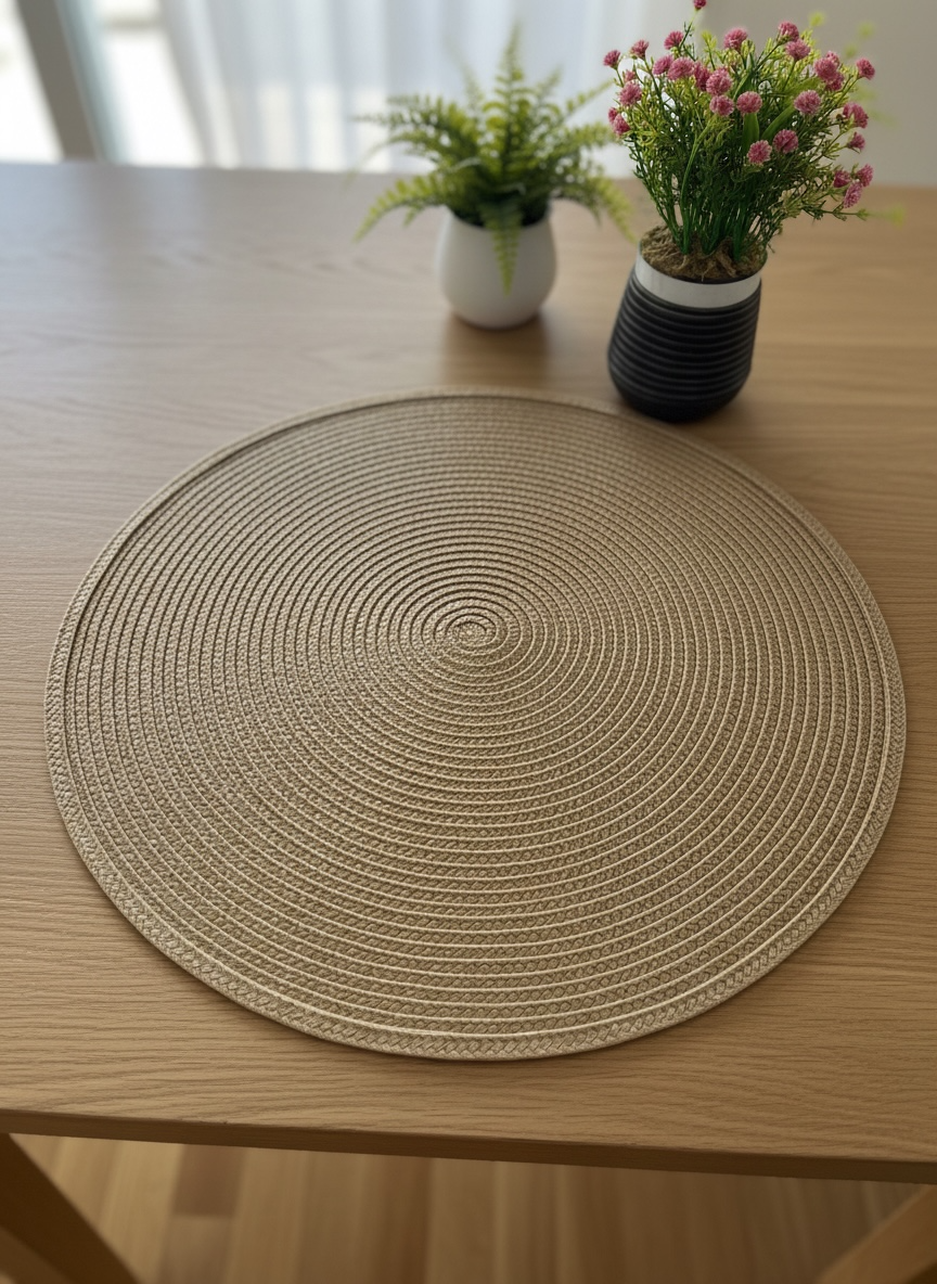 Round Plain Plastic Table Mats 6pc Set