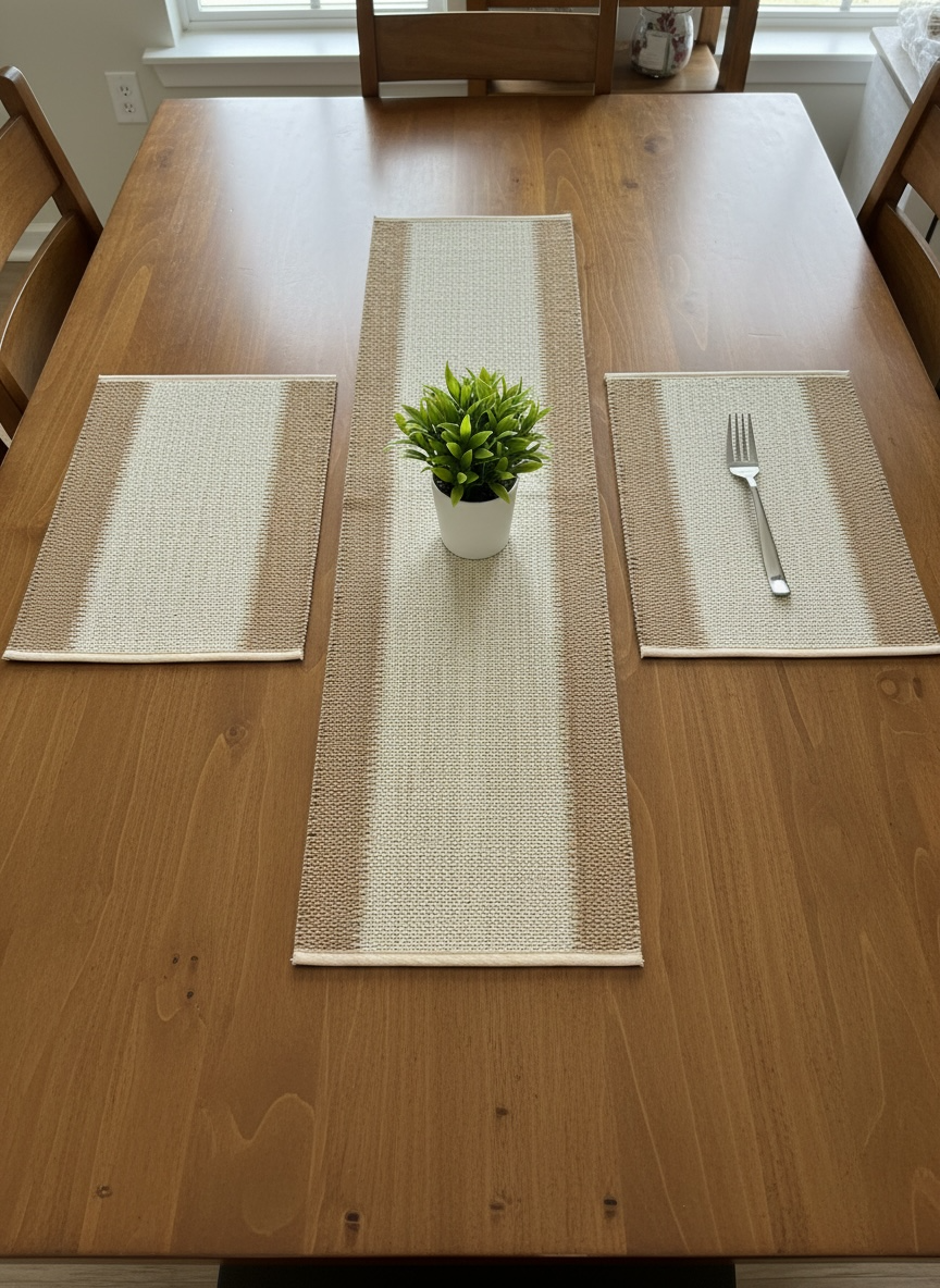 Imported Thread Work Dining Set ( 1 Runner & Mats )