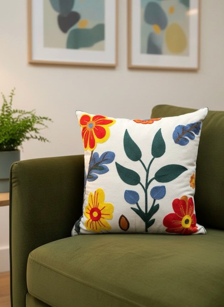 Heavy Embroidery 18x18 Hand-Made Cushion